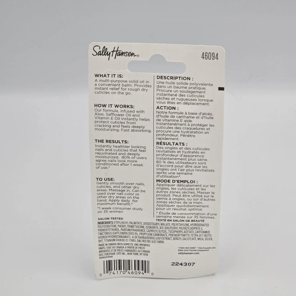 Sally Hansen Nail Cuticle Rehab Oil Balm Stick 0.21 Oz NIP‎ 46094